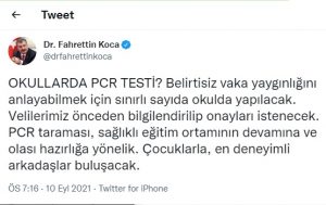 çocuklara pcr testi